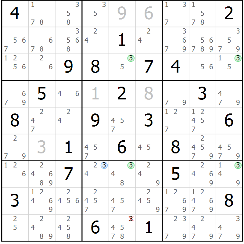 Position des candidats pour la solution de la Gr 71 page 74 du magazine de sudoku Sudoku Suprême n° 037
