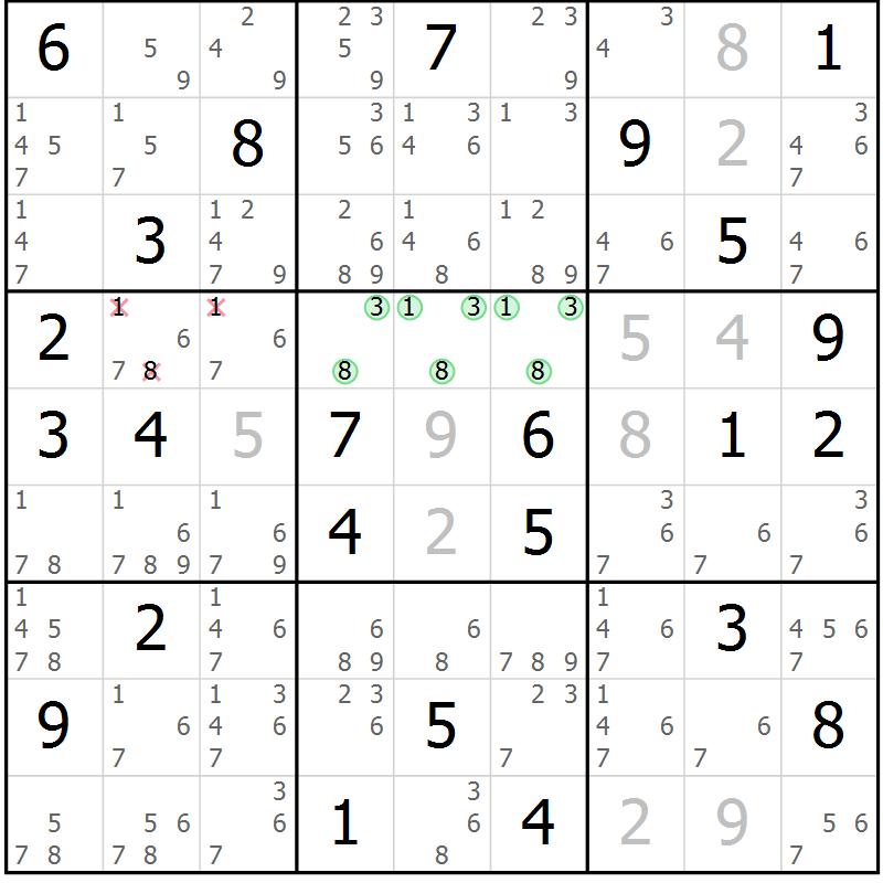 Position des candidats pour la solution de la Gr 72 page 75 du magazine de sudoku Sudoku Suprême n° 037