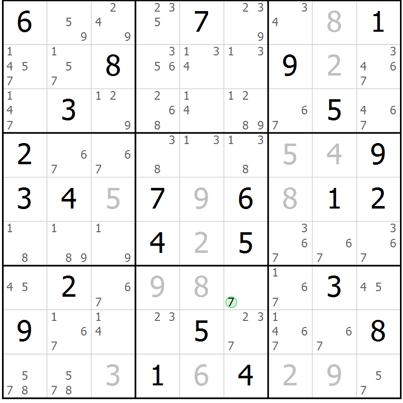 Position des candidats pour la solution de la Gr 72 page 75 du magazine de sudoku Sudoku Suprême n° 037