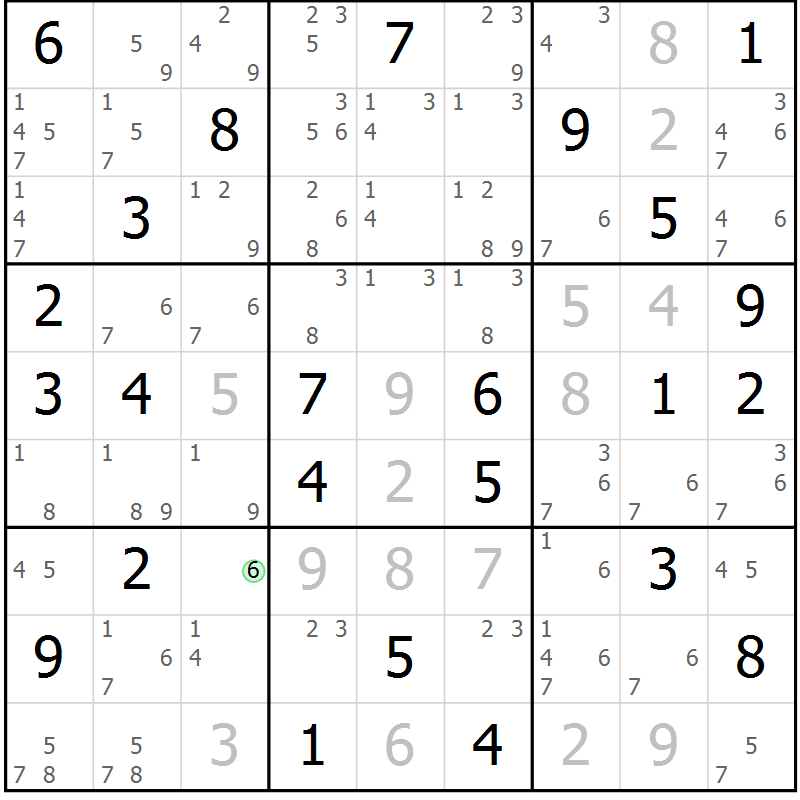 Position des candidats pour la solution de la Gr 72 page 75 du magazine de sudoku Sudoku Suprême n° 037