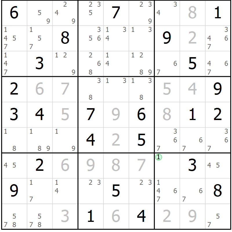 Position des candidats pour la solution de la Gr 72 page 75 du magazine de sudoku Sudoku Suprême n° 037
