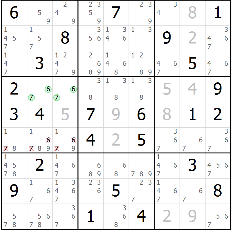 Position des candidats pour la solution de la Gr 72 page 75 du magazine de sudoku Sudoku Suprême n° 037