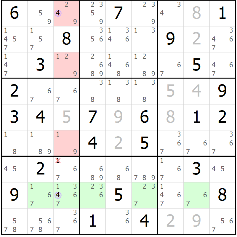Position des candidats pour la solution de la Gr 72 page 75 du magazine de sudoku Sudoku Suprême n° 037