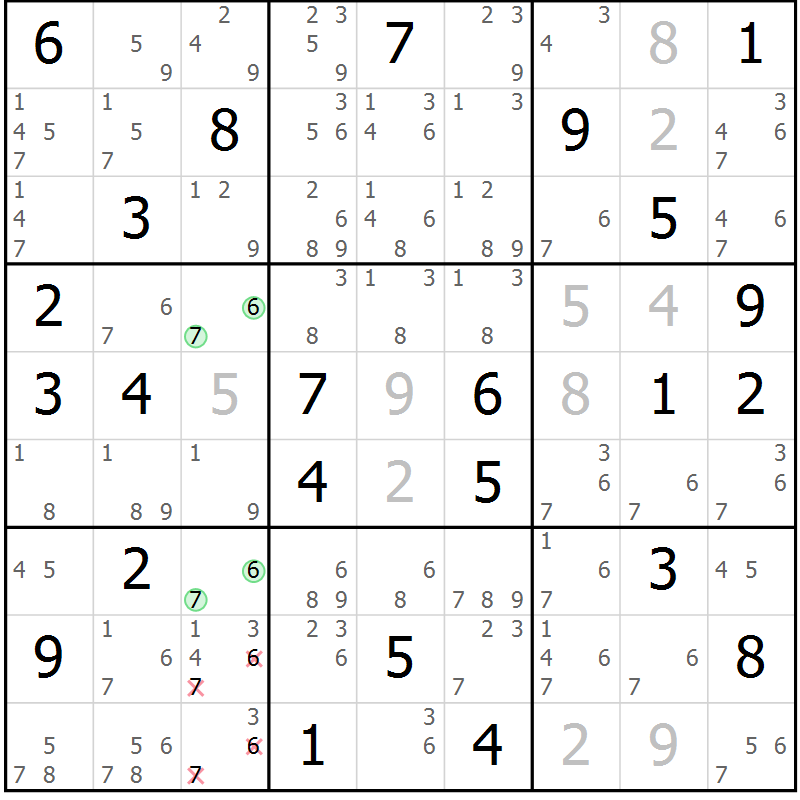 Position des candidats pour la solution de la Gr 72 page 75 du magazine de sudoku Sudoku Suprême n° 037