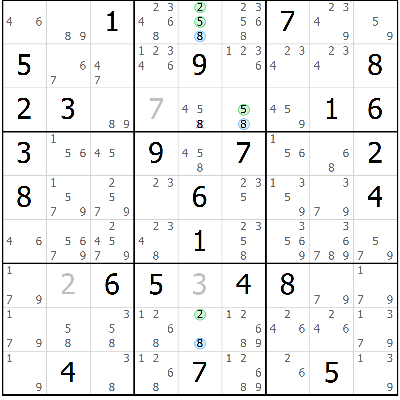 Position des candidats pour la solution de la Gr 73 page 76 du magazine de sudoku Sudoku Suprême n° 037
