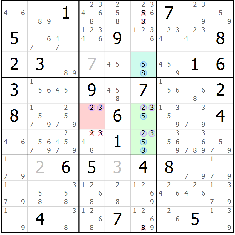 Position des candidats pour la solution de la Gr 73 page 76 du magazine de sudoku Sudoku Suprême n° 037