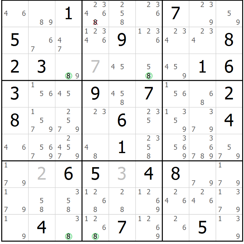 Position des candidats pour la solution de la Gr 73 page 76 du magazine de sudoku Sudoku Suprême n° 037