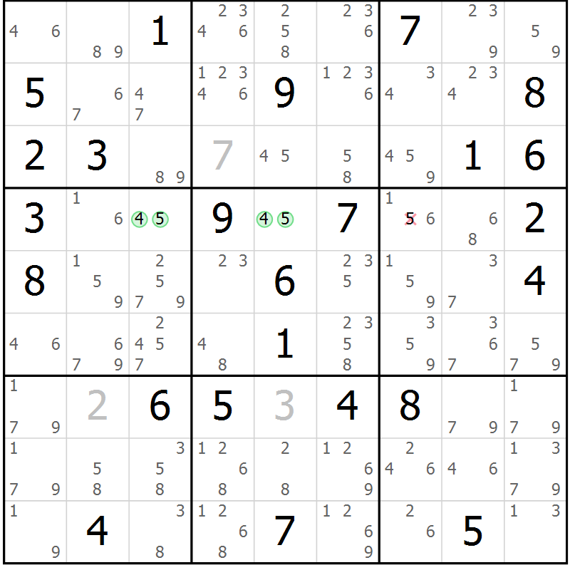 Position des candidats pour la solution de la Gr 73 page 76 du magazine de sudoku Sudoku Suprême n° 037