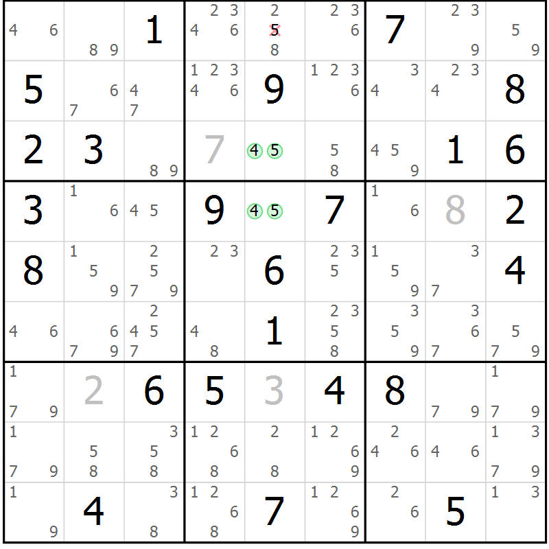 Position des candidats pour la solution de la Gr 73 page 76 du magazine de sudoku Sudoku Suprême n° 037
