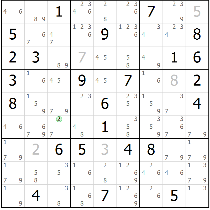 Position des candidats pour la solution de la Gr 73 page 76 du magazine de sudoku Sudoku Suprême n° 037