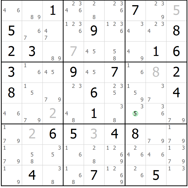 Position des candidats pour la solution de la Gr 73 page 76 du magazine de sudoku Sudoku Suprême n° 037