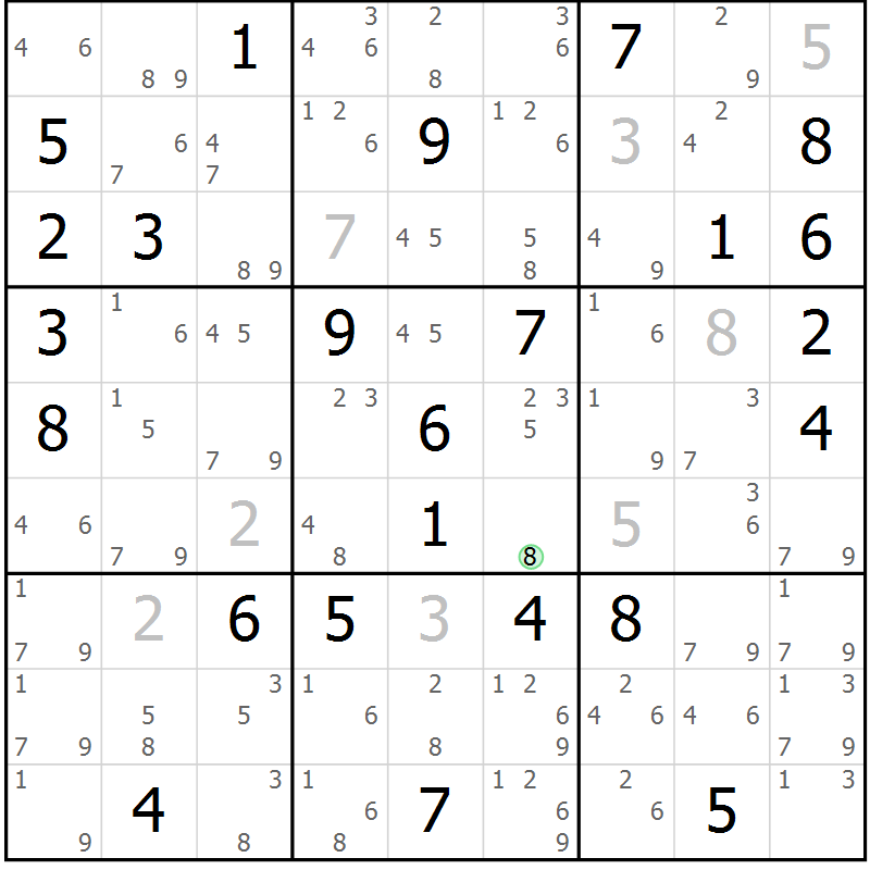 Position des candidats pour la solution de la Gr 73 page 76 du magazine de sudoku Sudoku Suprême n° 037