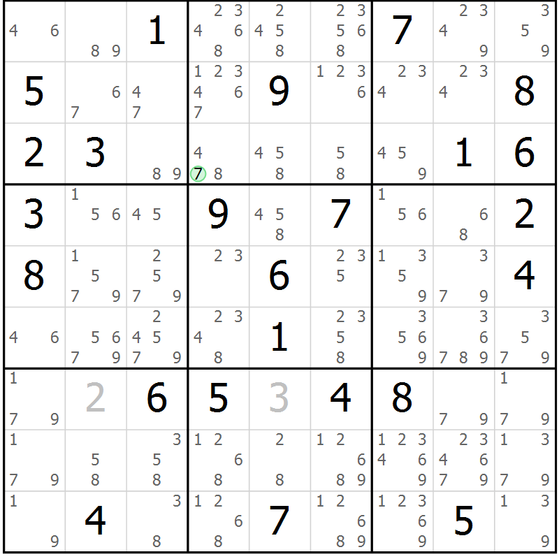 Position des candidats pour la solution de la Gr 73 page 76 du magazine de sudoku Sudoku Suprême n° 037
