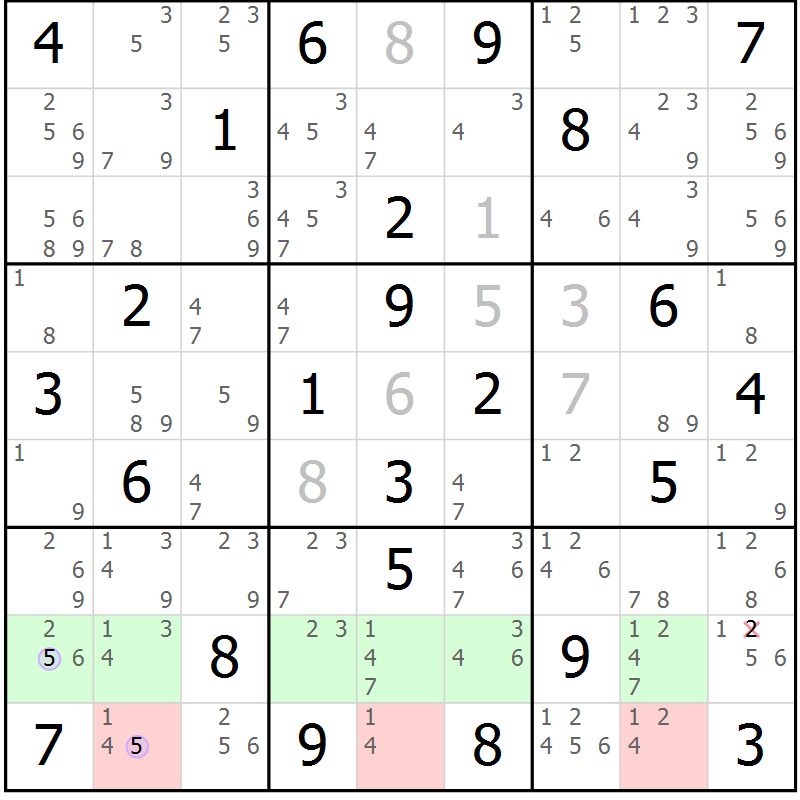 Position des candidats pour la solution de la Gr 74 page 77 du magazine de sudoku Sudoku Suprême n° 037