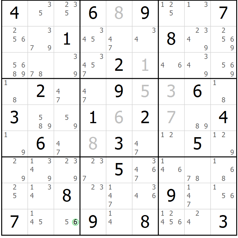 Position des candidats pour la solution de la Gr 74 page 77 du magazine de sudoku Sudoku Suprême n° 037