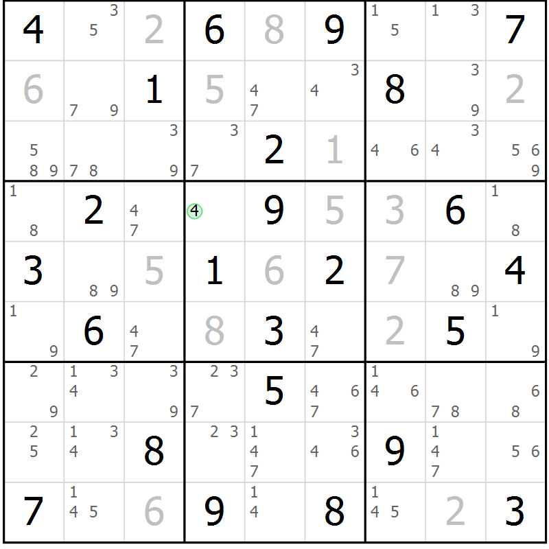 Position des candidats pour la solution de la Gr 74 page 77 du magazine de sudoku Sudoku Suprême n° 037