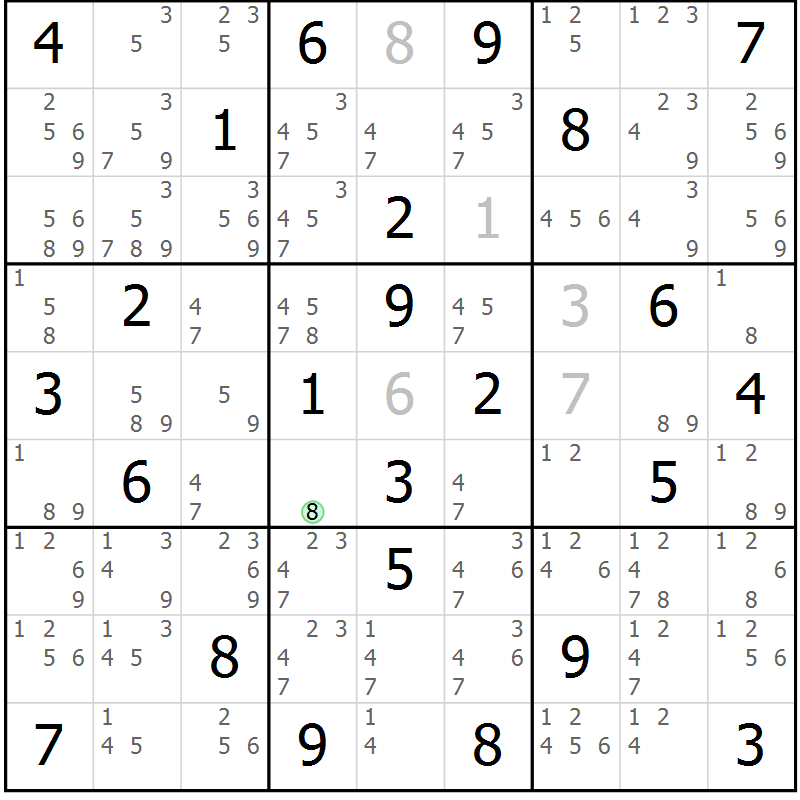 Position des candidats pour la solution de la Gr 74 page 77 du magazine de sudoku Sudoku Suprême n° 037