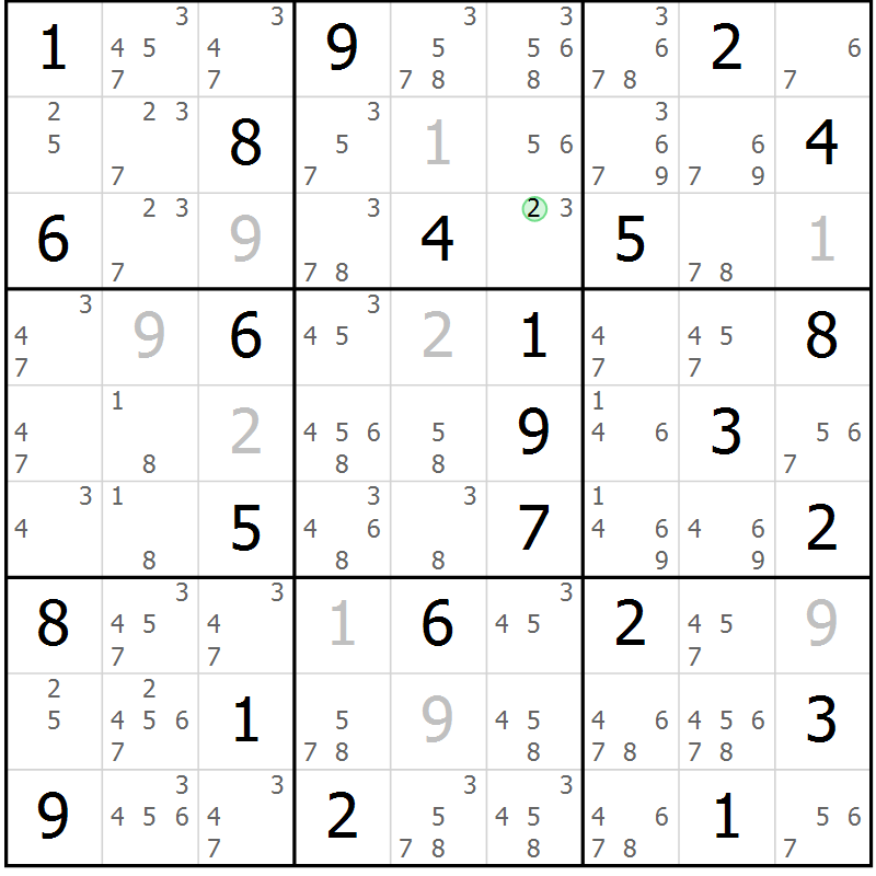 Position des candidats pour la solution de la Gr 75 page 78 du magazine de sudoku Sudoku Suprême n° 037