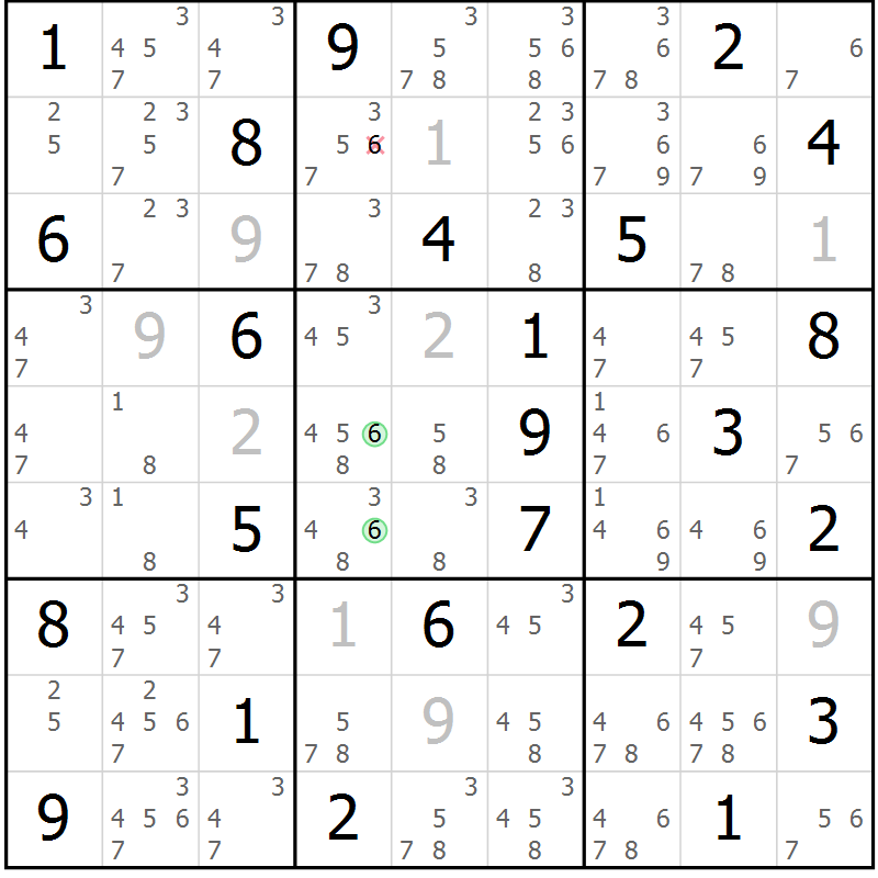 Position des candidats pour la solution de la Gr 75 page 78 du magazine de sudoku Sudoku Suprême n° 037