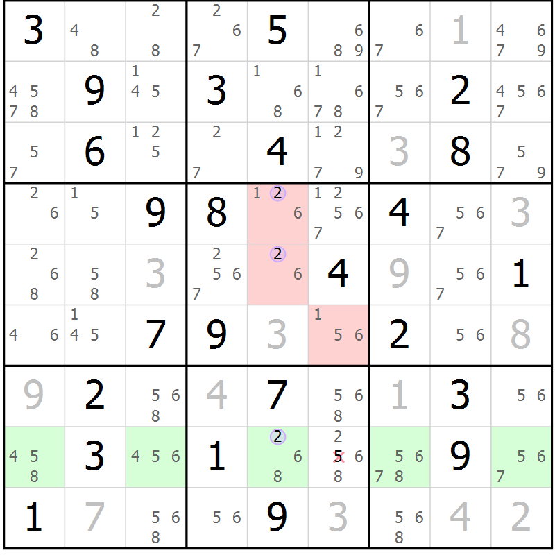 Position des candidats pour la solution de la Gr 76 page 79 du magazine de sudoku Sudoku Suprême n° 037