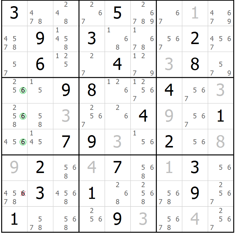 Position des candidats pour la solution de la Gr 76 page 79 du magazine de sudoku Sudoku Suprême n° 037