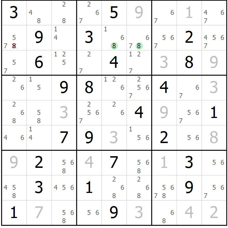 Position des candidats pour la solution de la Gr 76 page 79 du magazine de sudoku Sudoku Suprême n° 037