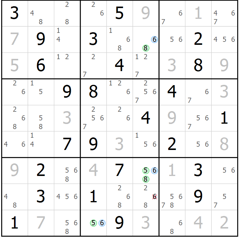 Position des candidats pour la solution de la Gr 76 page 79 du magazine de sudoku Sudoku Suprême n° 037