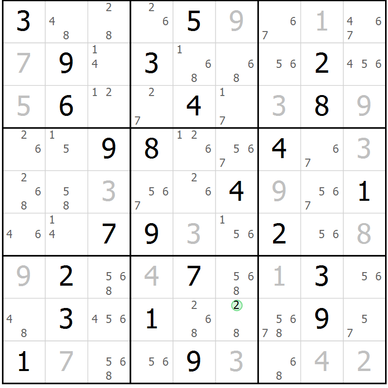 Position des candidats pour la solution de la Gr 76 page 79 du magazine de sudoku Sudoku Suprême n° 037