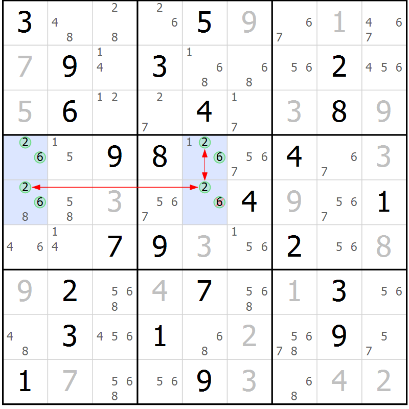 Position des candidats pour la solution de la Gr 76 page 79 du magazine de sudoku Sudoku Suprême n° 037
