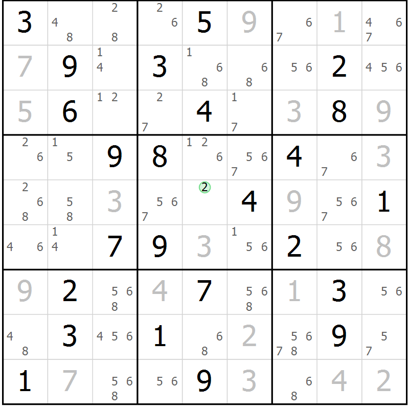 Position des candidats pour la solution de la Gr 76 page 79 du magazine de sudoku Sudoku Suprême n° 037