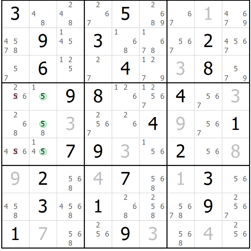 Position des candidats pour la solution de la Gr 76 page 79 du magazine de sudoku Sudoku Suprême n° 037