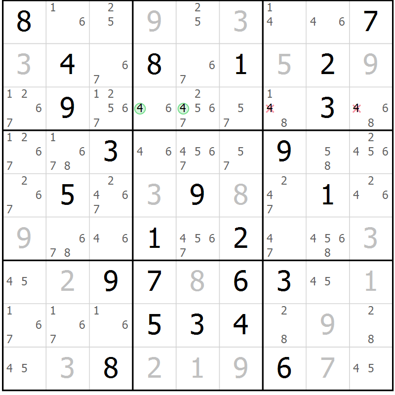 Position des candidats pour la solution de la Gr 77 page 80 du magazine de sudoku Sudoku Suprême n° 037
