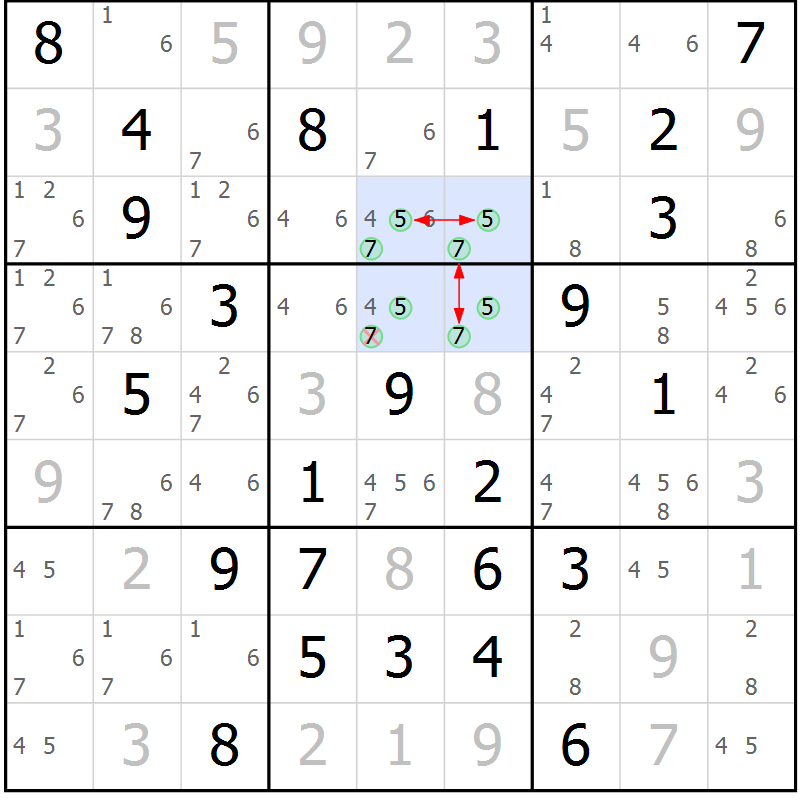 Position des candidats pour la solution de la Gr 77 page 80 du magazine de sudoku Sudoku Suprême n° 037