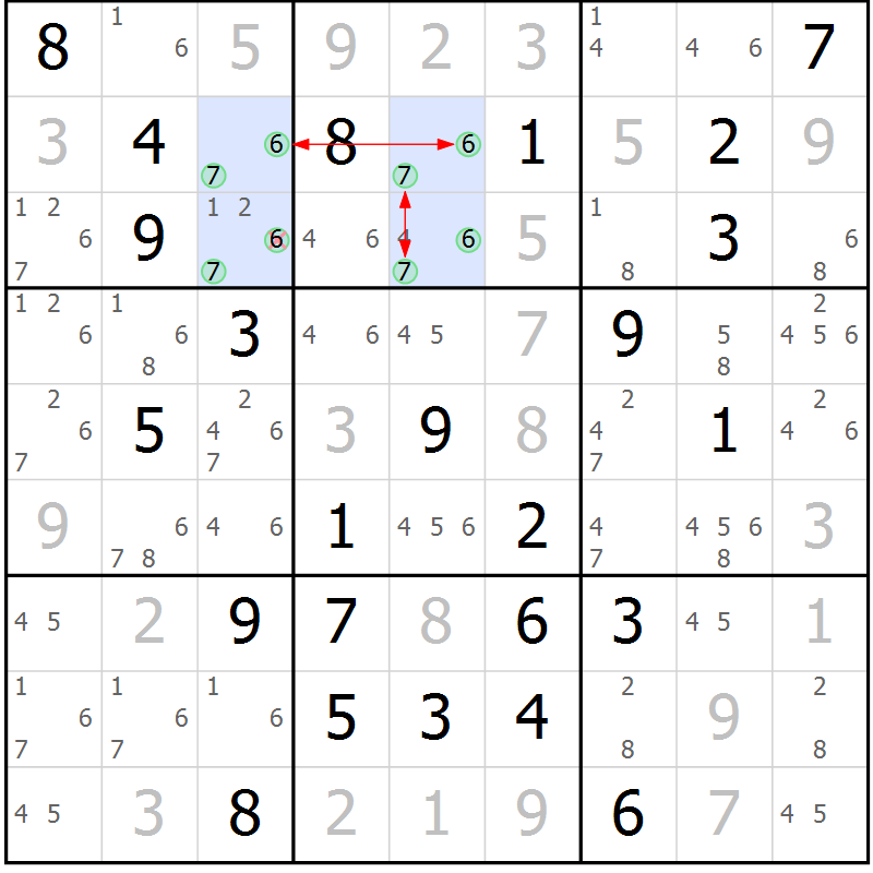 Position des candidats pour la solution de la Gr 77 page 80 du magazine de sudoku Sudoku Suprême n° 037