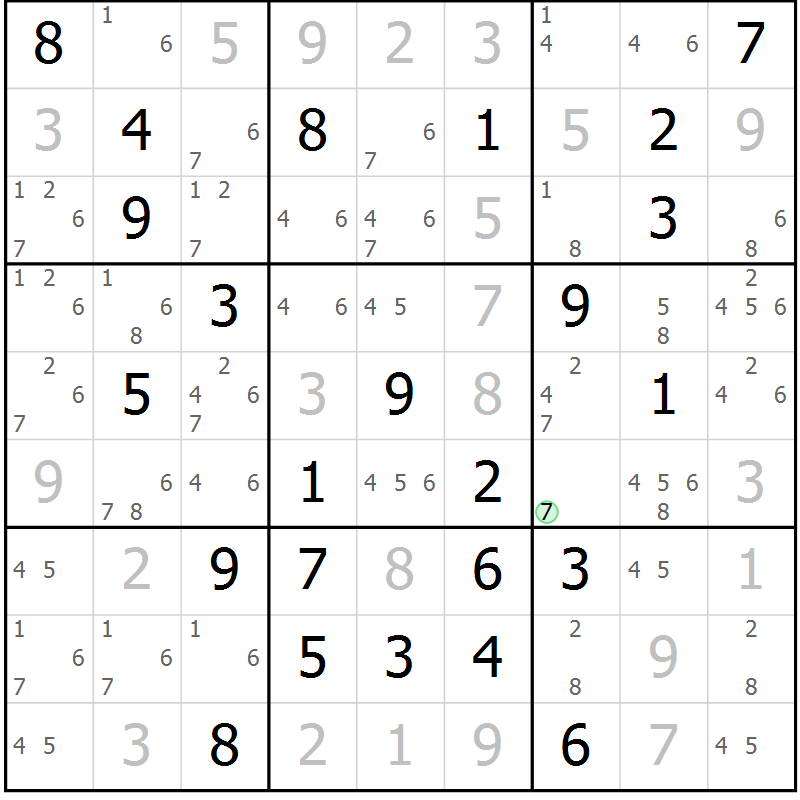 Position des candidats pour la solution de la Gr 77 page 80 du magazine de sudoku Sudoku Suprême n° 037