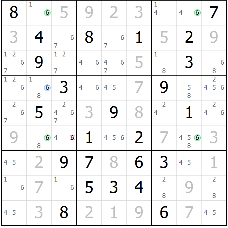 Position des candidats pour la solution de la Gr 77 page 80 du magazine de sudoku Sudoku Suprême n° 037