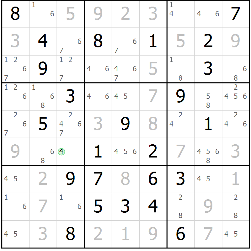 Position des candidats pour la solution de la Gr 77 page 80 du magazine de sudoku Sudoku Suprême n° 037
