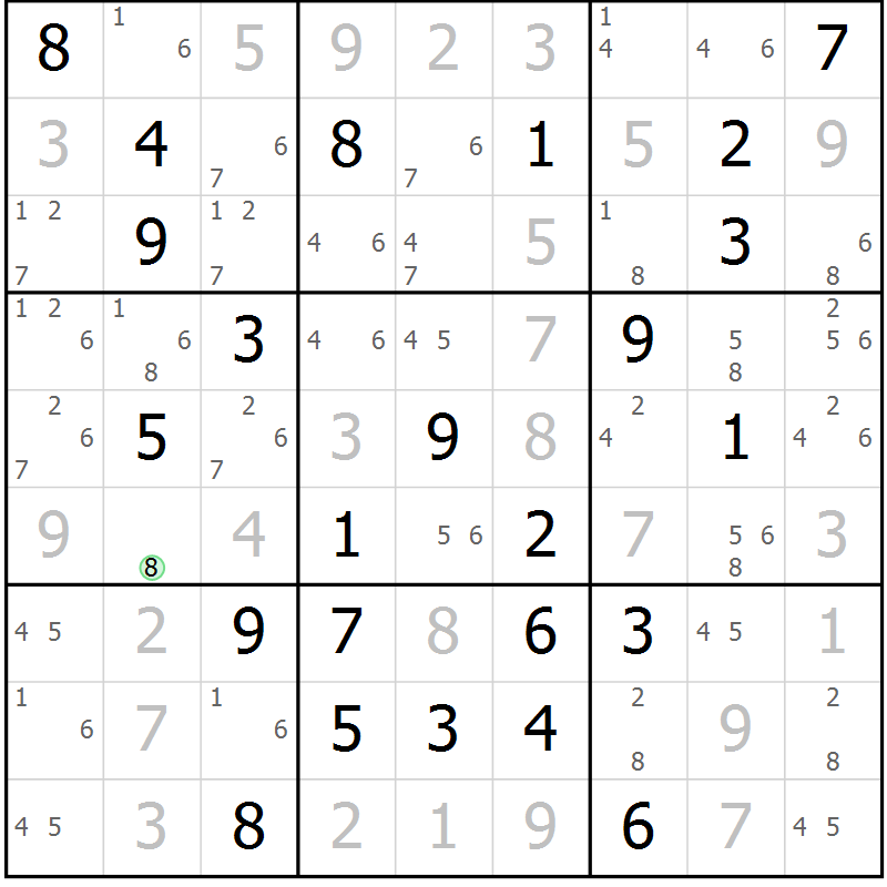 Position des candidats pour la solution de la Gr 77 page 80 du magazine de sudoku Sudoku Suprême n° 037