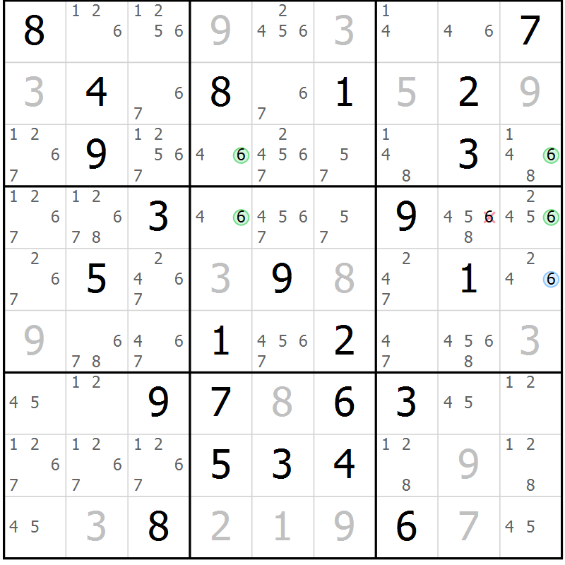 Position des candidats pour la solution de la Gr 77 page 80 du magazine de sudoku Sudoku Suprême n° 037