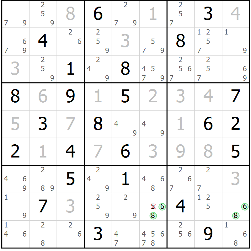 Position des candidats pour la solution de la Gr 78 page 81 du magazine de sudoku Sudoku Suprême n° 037