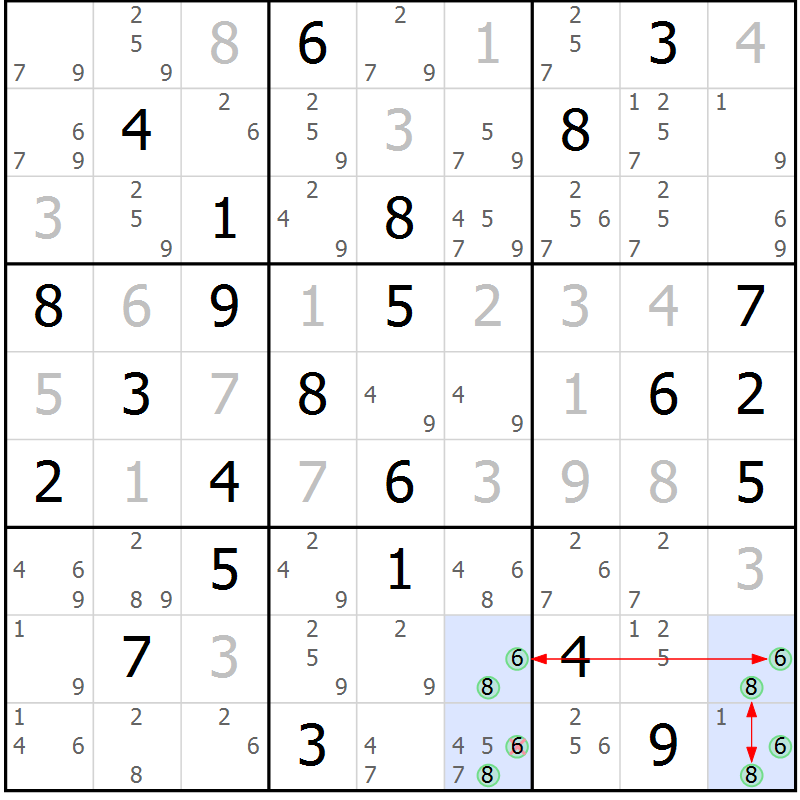 Position des candidats pour la solution de la Gr 78 page 81 du magazine de sudoku Sudoku Suprême n° 037