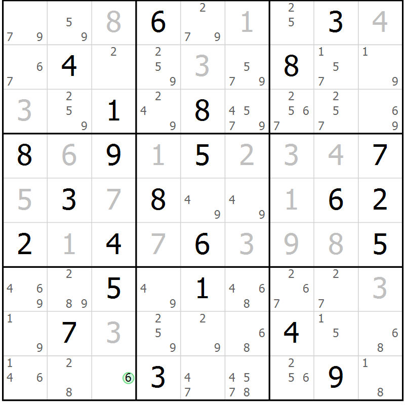 Position des candidats pour la solution de la Gr 78 page 81 du magazine de sudoku Sudoku Suprême n° 037