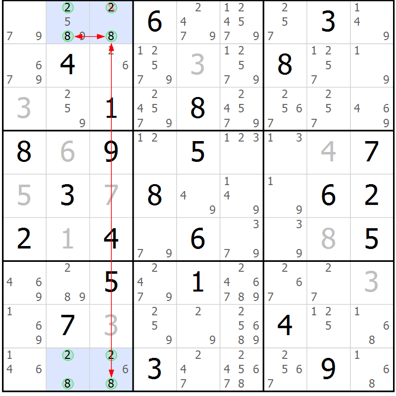 Position des candidats pour la solution de la Gr 78 page 81 du magazine de sudoku Sudoku Suprême n° 037