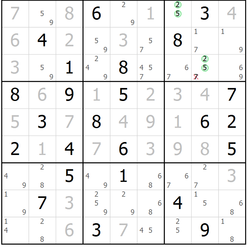 Position des candidats pour la solution de la Gr 78 page 81 du magazine de sudoku Sudoku Suprême n° 037