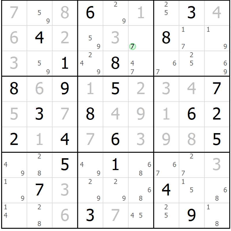 Position des candidats pour la solution de la Gr 78 page 81 du magazine de sudoku Sudoku Suprême n° 037