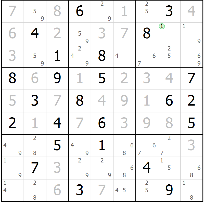 Position des candidats pour la solution de la Gr 78 page 81 du magazine de sudoku Sudoku Suprême n° 037