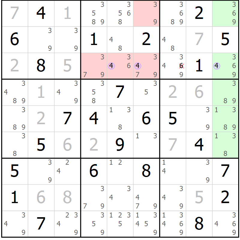 Position des candidats pour la solution de la Gr 79 page 82 du magazine de sudoku Sudoku Suprême n° 037