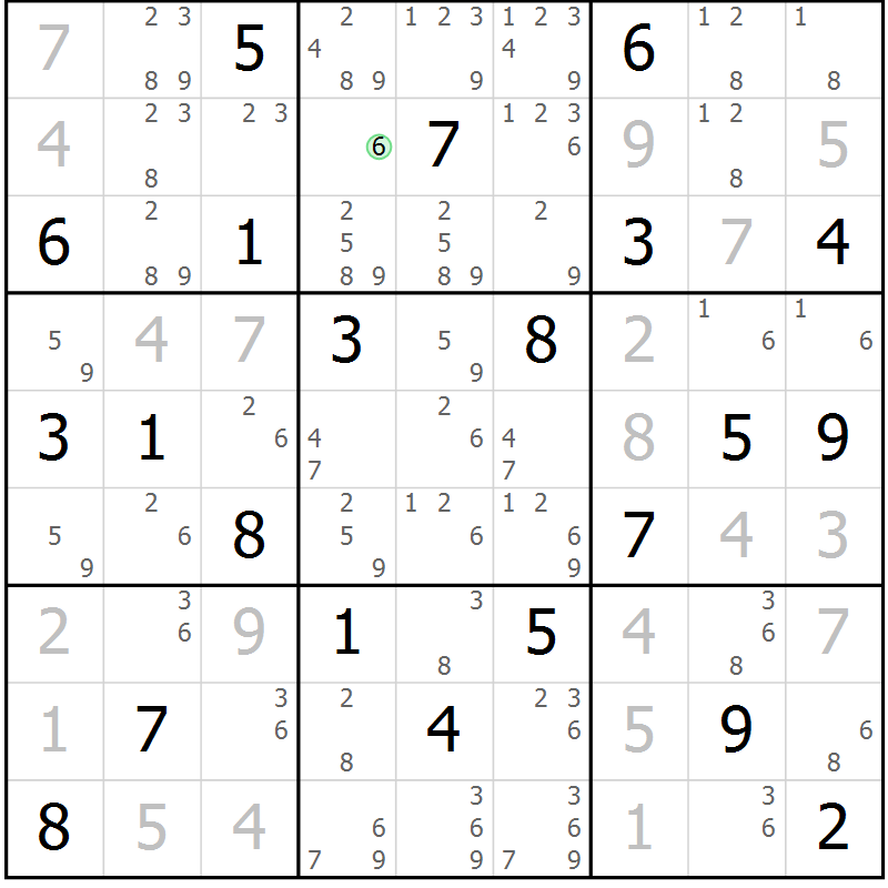 Position des candidats pour la solution de la Gr 8 page 11 du magazine de sudoku Sudoku Suprême n° 037