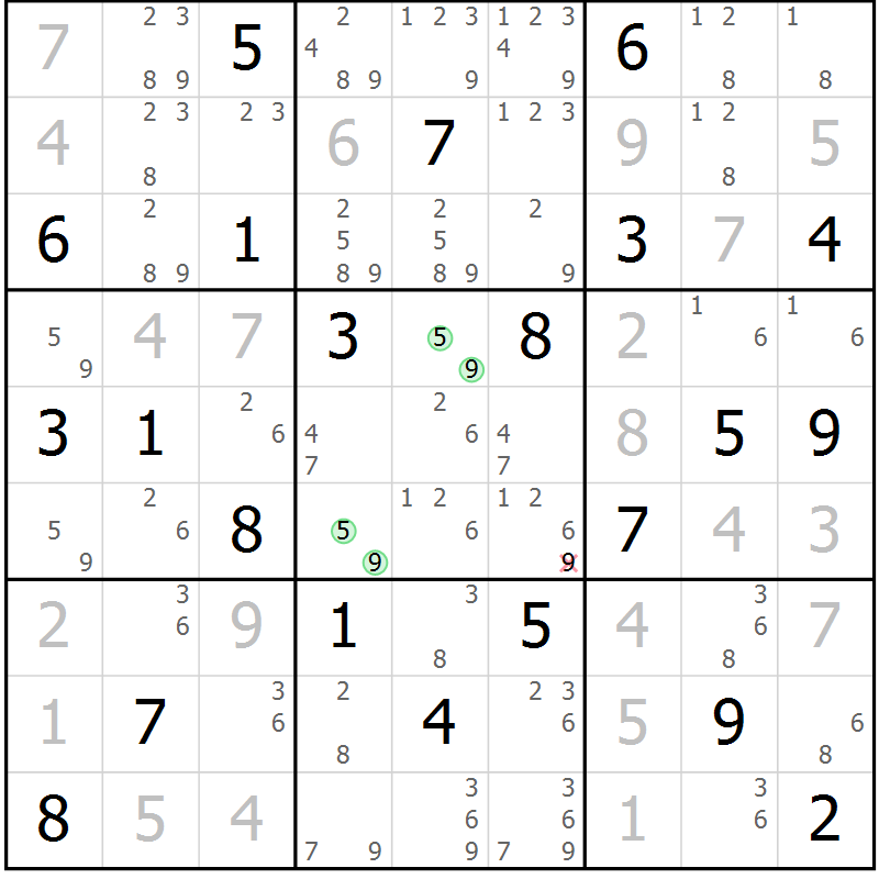 Position des candidats pour la solution de la Gr 8 page 11 du magazine de sudoku Sudoku Suprême n° 037