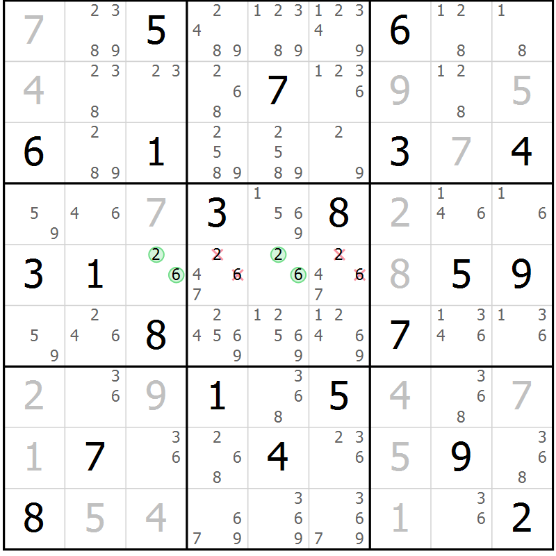 Position des candidats pour la solution de la Gr 8 page 11 du magazine de sudoku Sudoku Suprême n° 037